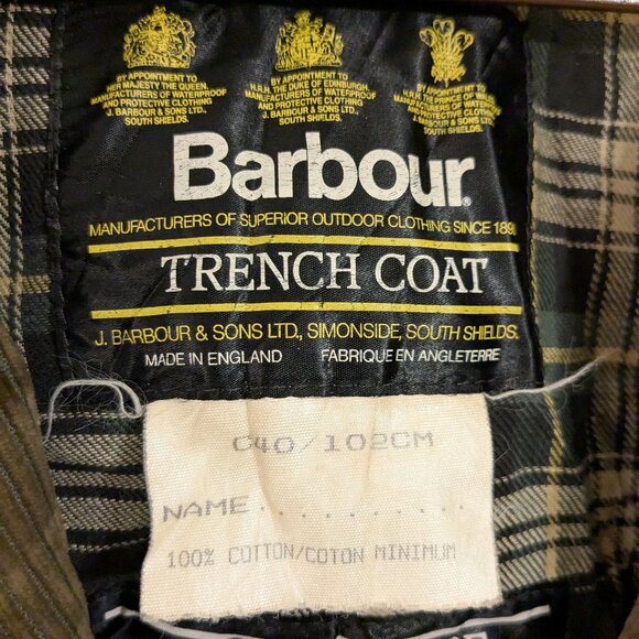 Vintage Barbour Green Waxed Cotton Double-Breasted Trench Coat - Picture 4 of 7